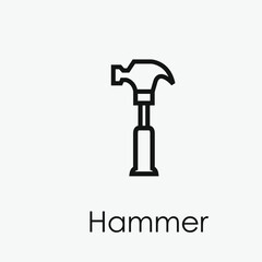 Poster - Hammer vector icon.  Editable stroke. Linear style sign for use on web design and mobile apps, logo. Symbol illustration. Pixel vector graphics - Vector