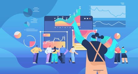 Poster - businesswoman making financial presentation analyzing charts and graphs data analysis planning company strategy