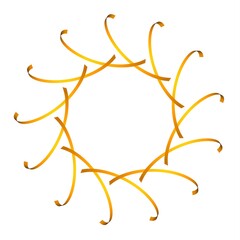Poster - Circular pattern of yellow gold ribbons on a white background. 3d graphics. Wine from stripes.