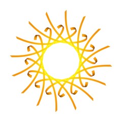 Poster - Circular pattern of yellow gold ribbons on a white background. 3d graphics. Wine from stripes.