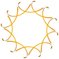 Poster - Circular pattern of yellow gold ribbons on a white background. 3d graphics. Wine from stripes.