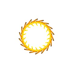 Poster - Circular pattern of yellow gold ribbons on a white background. 3d graphics. Wine from stripes.