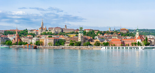 Wall Mural - Buda side of Budapest with Fisherman Bastion and Danube river, Hungary