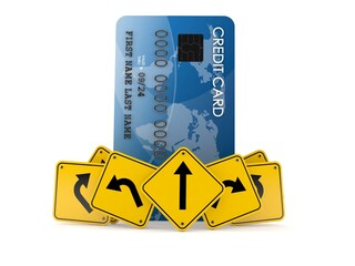 Wall Mural - Credit card with road signs