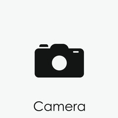 Poster - Camera vector icon.  Editable stroke. Linear style sign for use on web design and mobile apps, logo. Symbol illustration. Pixel vector graphics - Vector