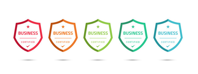 Wall Mural - set of company training badge certificates to determine based on criteria. vector illustration certi