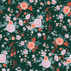 Seamless pattern with spring flowers