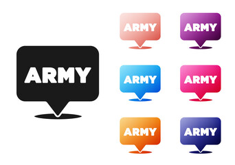 Sticker - Black Military army icon isolated on white background. Set icons colorful. Vector