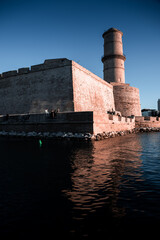 Sunset over the harbour  in Marseille