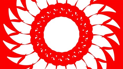 Poster - Red circular pattern from ribbons on a white background. Graphic design. 3d rendering image.