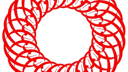Poster - Red circular pattern from ribbons on a white background. Graphic design. 3d rendering image.