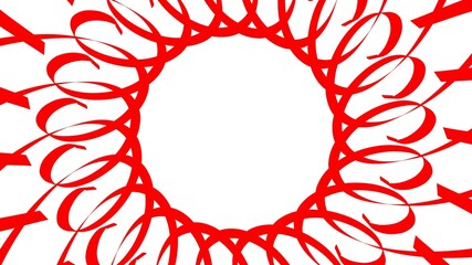 Poster - Red circular pattern from ribbons on a white background. Graphic design. 3d rendering image.