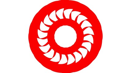 Poster - Red circular pattern from ribbons on a white background. Graphic design. 3d rendering image.