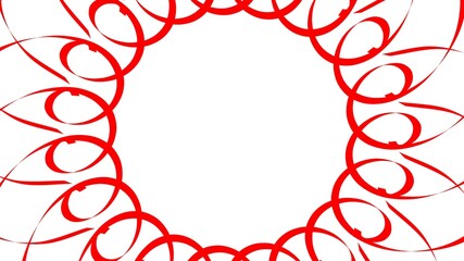 Poster - Red circular pattern from ribbons on a white background. Graphic design. 3d rendering image.