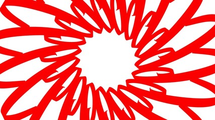 Poster - Red circular pattern from ribbons on a white background. Graphic design. 3d rendering image.