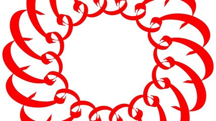 Poster - Red circular pattern from ribbons on a white background. Graphic design. 3d rendering image.