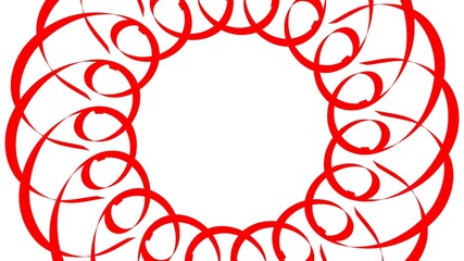 Poster - Red circular pattern from ribbons on a white background. Graphic design. 3d rendering image.