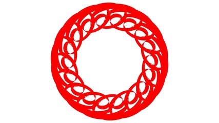 Poster - Red circular pattern from ribbons on a white background. Graphic design. 3d rendering image.