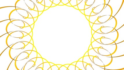 Poster - Yellow circular pattern from ribbons on a white background. Graphic design. 3d rendering image.