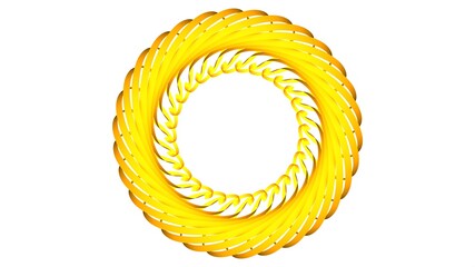 Poster - Yellow circular pattern from ribbons on a white background. Graphic design. 3d rendering image.
