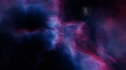 colorful space background with stars, nebula gas cloud in deep outer space 3d render