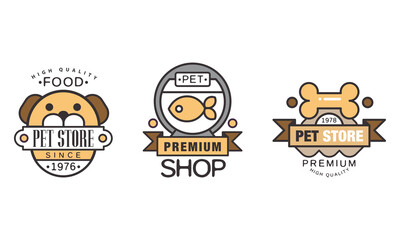 Canvas Print - Logo for Pet Premium Shop or Store Vector Set