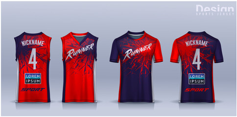 t-shirt sport design template, Soccer jersey mockup for football club, Running singlet,basketball Tank top.