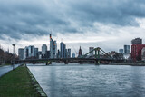 Fototapeta  - Storm clouds over the Frankfurt skyline, Germany.