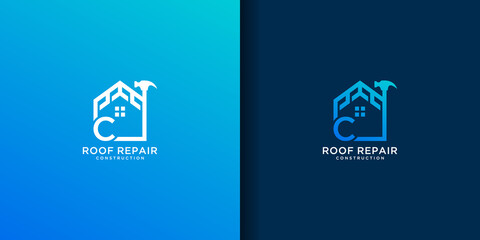 Wall Mural - Letter c home roof repair logo