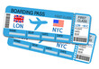 © Irina Maister - Boarding pass. Air ticket. Flight from London to New York