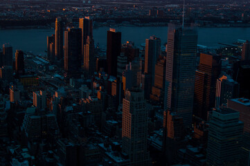 city skyline at sunset