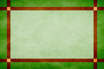 Wall Mural - green grunge textured frame around mint textured parchment background with brown grunge textured rib