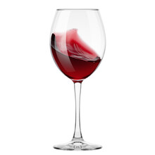 Red Wine In Glass Isolated On White Background, Full Depth Of Field, Clipping Path