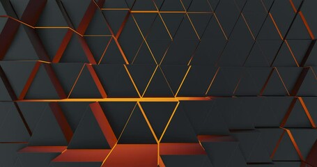 Poster - motion abstract background with triangles and orange glow. dynamic style for business and corporate 
