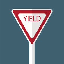 Traffic Sign Yield Road On White Background
