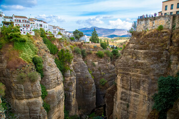 Wall Mural - Ronda, Spain, Scenic view of a Puente Nuevo Arch and Puente Nuevo Bridge