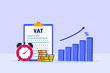 © Creativa Images - VAT vector concept: Vat data on the clipboard with up arrow chart