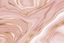 Liquid Marble Design Abstract Painting Background With Gold Splash Texture.