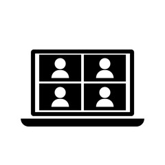 Poster - Laptop conference. Computer screen. Video meeting concept. Call icon. business technology concept. Stock image. EPS 10.