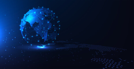 Aufkleber - Internet connection concept.World map point and network lines composition connection of global.Virtual reality.Vector Illustration