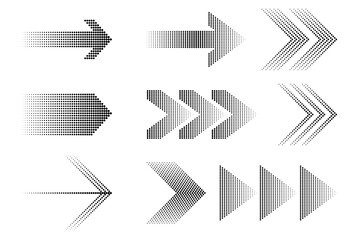 Poster - Abstract black pattern on halftone blue backdrop. Arrow icon. Stock image. EPS 10.