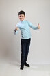 Photo full growth teenager boy in different poses on a white background