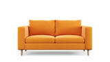 Fototapeta  - Modern orange textile sofa on isolated white background. Furniture for modern interior, minimalist design.