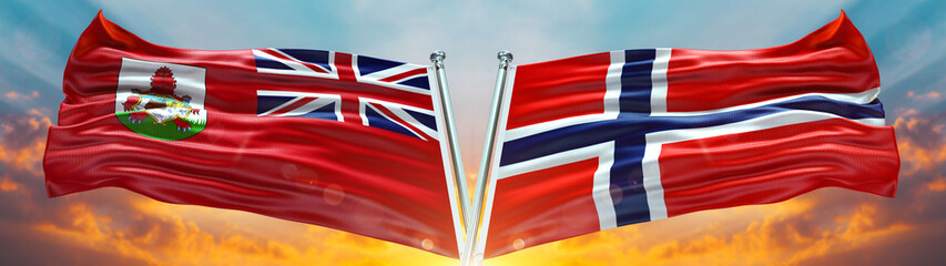 Bermuda Flag with Norway Flag and large Gradient Double Flag  