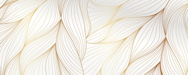 Wall Mural - Gold abstract line arts background vector. Luxury wall paper design for prints, wall arts and home decoration, cover and packaging design.