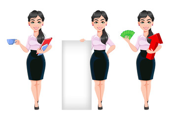 Sticker - Successful business woman cartoon character