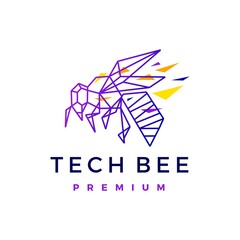 Sticker - tech bee geometric polygonal logo vector icon illustration