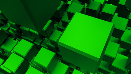 Poster - abstract 3d cube background, 3d illustration of abstract background with thousand cube in 3d perspective view