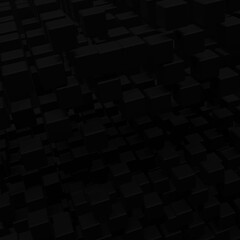Poster - black abstract 3d cube background, 3d illustration of abstract background with thousand cube in 3d perspective view