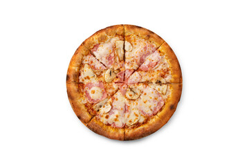 Wall Mural - fresh pizza on a white background small